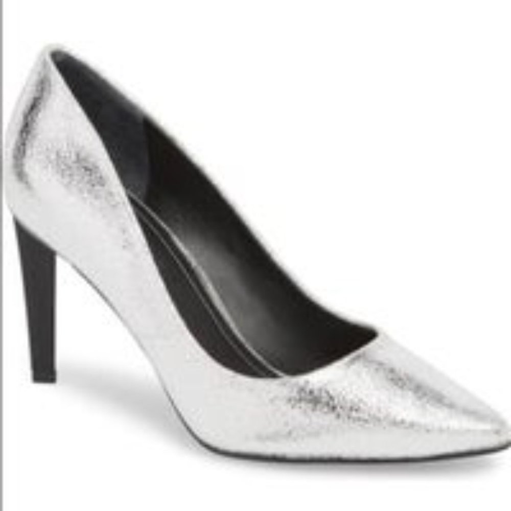 New KENDALL & KYLIE SILVER Leather HEELS
